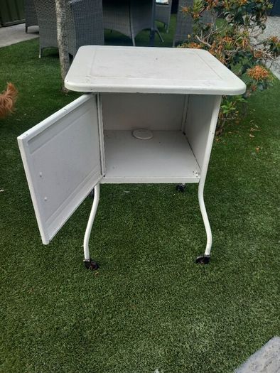 Metal side cabinet, painted white, D18