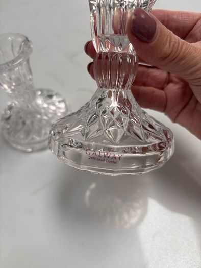 Galway Crystal Ashford 4" Candlestick Pair