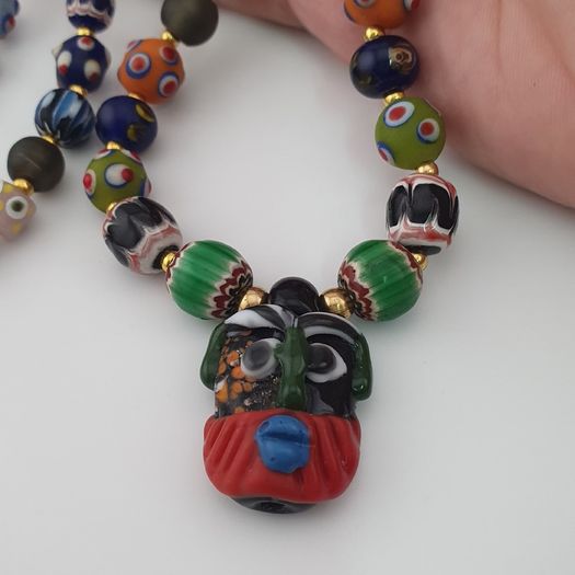 Antique Venetian Style MultiColor Mix Glass Beads Necklace