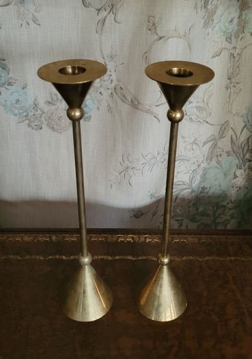 Mid-century brass candlesticks