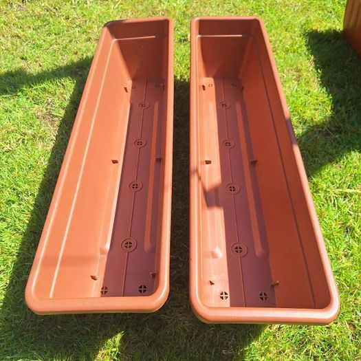 Two Large Plastic Garden Planters  80cm