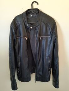 Black Faux Leather Biker Jacket Size L  Never Worn