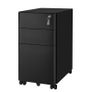 Rolling Filing Cabinet With Lock 3 Drawer Mobile Office Cabinet On Castors Black Image 3