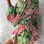 Set of chiffon tied top and shorts tropical pattern Image 6