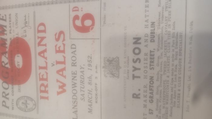Rare Irish Rugby Programmes
