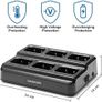 Talkies Long Range 2 Way Radio pofung  License Free Walkie Talkie for Adults Rechargeable with 6 Way Charger Earpieces VOX Flashlight for Warehouse Security Church (Black 6 Pack) Image 2