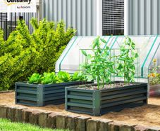 Set of 2 Steel Raised Planter Boxes
