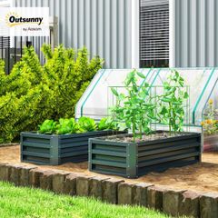 Set of 2 Steel Raised Planter Boxes