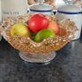 Stunning Vintage Carnival Glass Bowl Marigold on Metal Stand Image 2