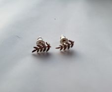 Sterling liver (925) stud earrings in plant shape, leaf shaped earrings, leaves studs