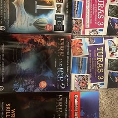 Turas 3 textbook and workbook, extra Irish grammar book. Fire and Ice 1 textbook, and 2 textbook and workbook