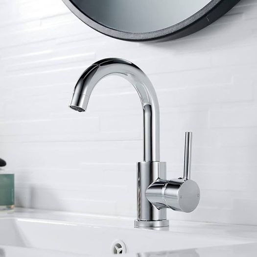 Basin Taps Mixer Single Lever Swivel Bathroom Sink Tap Chrome with Pop up Waste