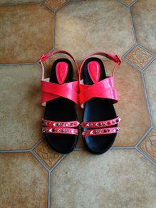Neon Pink Sandals size 6 - excellent for holidays