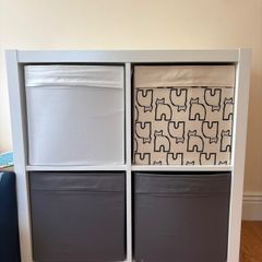 IKEA KALLAX White 4 Cube Shelving Unit  4 Storage Boxes