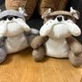 x2 Grey and Brown bulldog fabric door stopper filled with sand Image 7
