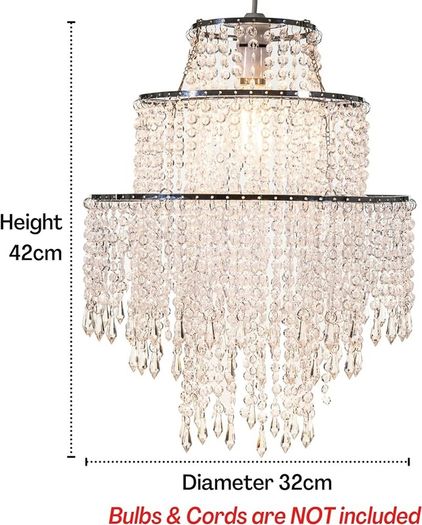NEW SALE | 3-Tier Clear Chandelier Light Shade | Lamp Shade for Pendant Light Ceiling Light Shade Acrylic Crystal Chandelier Easy Fit Lampshades for Ceiling Lights