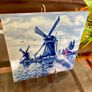 Vintage Handpainted Delft Blue Tile with Windmill and Boats Cottage Farmhouse Decor Image 8