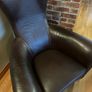 Real leather brown arm chair with foot stool Image 6