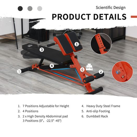 Multifunction Weight Bench 7 Level Adjustable Flat Incline Decline Bench