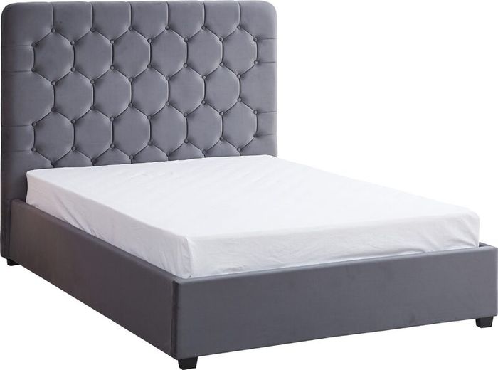 Madison Ottoman Bedframe Grey Velvet Fabric 4ft 6 Double