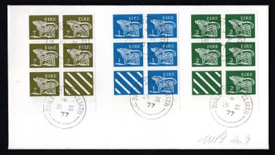 1977 Ireland 50p definitive Green Stamp Booklet panes with first day of issue 21 March 1977 cancel on plain cover.