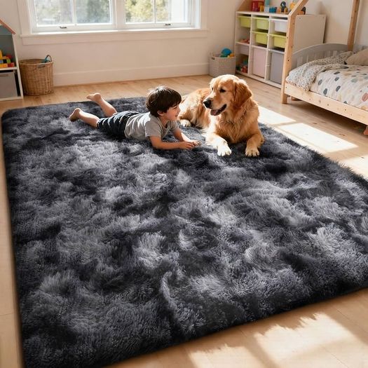 Lemon Rugs Living Room 160x230cm, Grey Area Rugs for Bedroom, Washable Anti Slip Extra Large Shaggy Soft Rug Fluffy Modern Floor Carpets Mat Beside Carpet for Kids Living Room