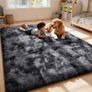 Lemon Rugs Living Room 160x230cm, Grey Area Rugs for Bedroom, Washable Anti Slip Extra Large Shaggy Soft Rug Fluffy Modern Floor Carpets Mat Beside Carpet for Kids Living Room Image 4