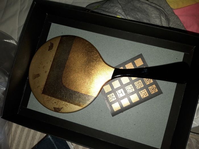 Hand held Gilt and Lacquer Japanese Hand Mirror