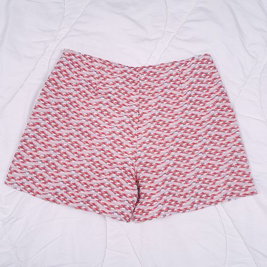 Milk & Honey Red Pink Textured Tweed High Waisted Shorts Size L