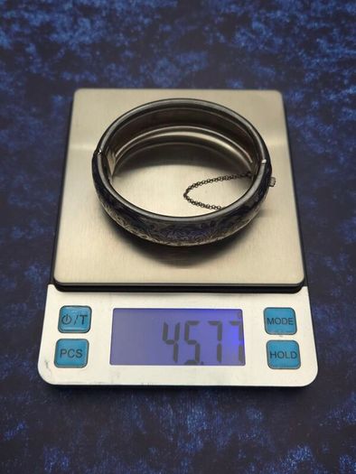 Rare Sterling Silver Chunky Chester Bangle, 1947