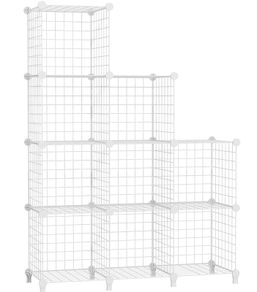 IKEA Ladder Shelves & White Modular Grid Storage Lot