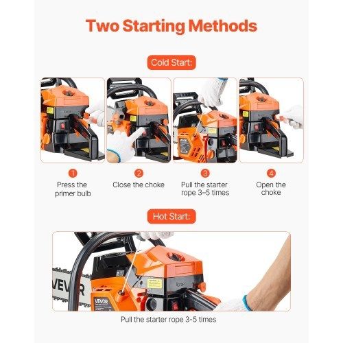 52 cc Gas Chainsaw, 18 inch Gas Powered Chainsaw, 2.4 HP Power Chain Saw with Non-Slip Handle, Gas-Powered Chainsaws with Dual Fuel Tanks, For Wood Cutting, Tree Trimming, and Land Clearing