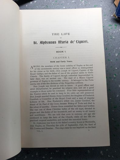 book vintage Life Of St Alphonsus M de'liguori  Vol 1 old vintage