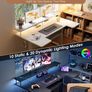 Standing Desk 140cm U Shaped Height Adjustable with Monitor Stand Electric Sit Rising Table Sockets Gaming Computer LED Light for Home Office Workstation White Image 5
