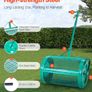 24 Inch Compost Spreader  Heavy-Duty Steel Peat Moss & Lawn Roller with Adjustable Handle Image 4