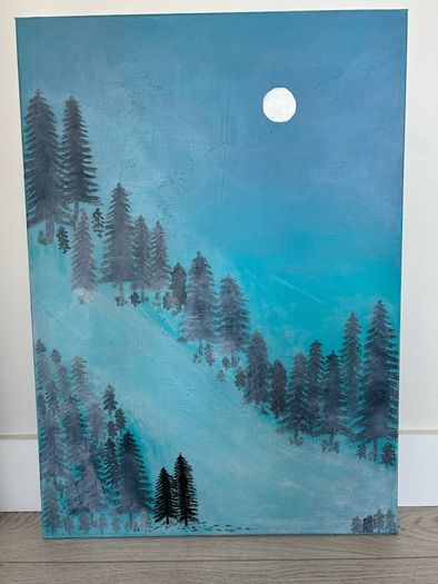 Teal abstract painting