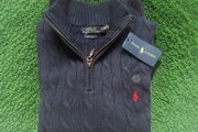 Navy M - Ralph Lauren Cable Knit Quarter Zip