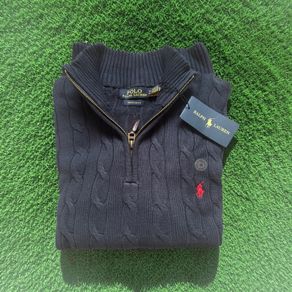 Navy M - Ralph Lauren Cable Knit Quarter Zip