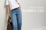 NEW Blue High Rise Barrel Jeans: Size 8