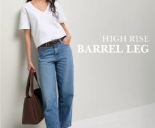 NEW Blue High Rise Barrel Jeans: Size 8