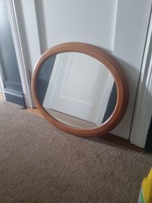 Wooden oval mirror