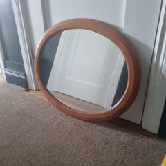 Wooden oval mirror