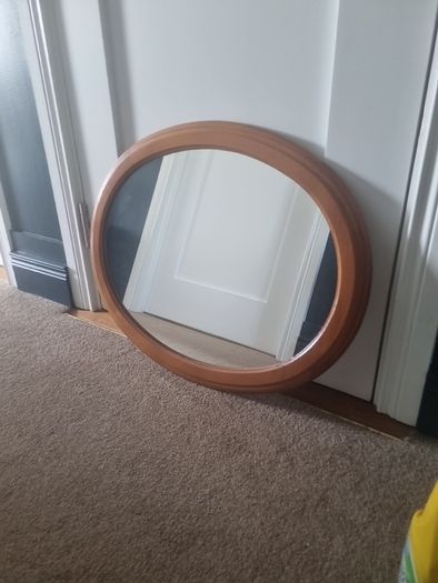 Wooden oval mirror