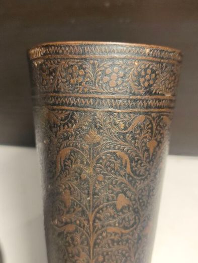 A Pair of British Raj Niello Bronze/Brass Vases