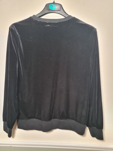 womens RALPH LAUREN black velvet sweater jumper blouse Size medium