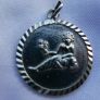 Vintage  Silver  Virgo Charm, Zodiac Sign Virgin, Old Astrology Medal Pendant, 1" -  3,91g Image 2