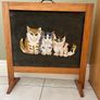 Cats needlepoint firescreen with mahogany surround Image 6