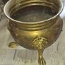 Beautiful Old Brass Footed Cauldron Planter Lion Head & Claw Feet Jardiniere Postage Available or Collection Image 2