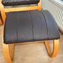 Set of 2 Brown leather and wood Bent Wood Easy Chairs and matching footstools Image 10