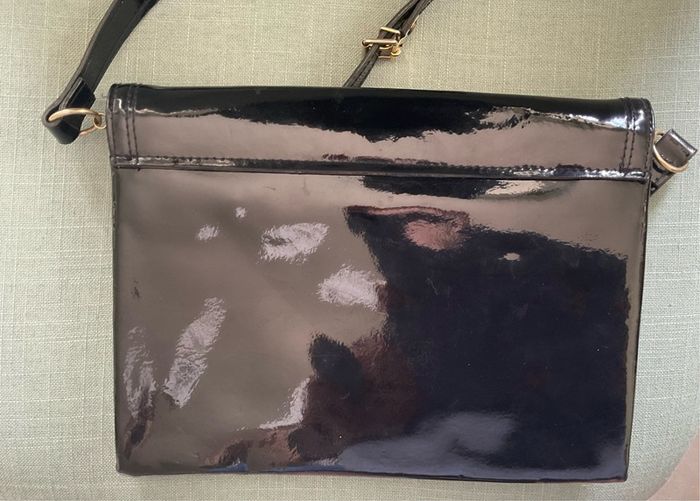 Vintage 80s French black patent bag